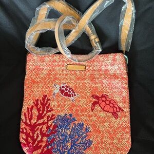 Vera Bradley Red and Orange Crossbody Bag with Nautical Design
